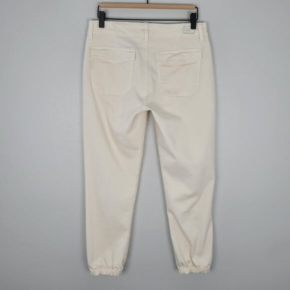 Paige Mayslie Jogger Ankle Zip Stretch Pants Quartz Sand Ivory Size 27 - Picture 5 of 12